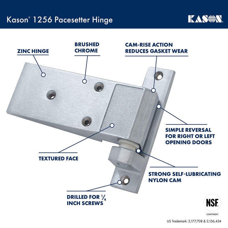 Kason 1256-000004 Hinge, Textured Brush Chrome - Image 2
